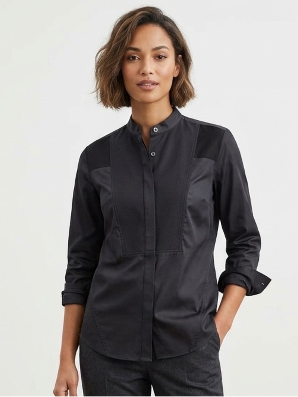 Amanda Wakeley Black Cotton Button Down Shirt size Large